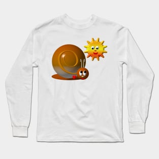 Cute Snail With Smiling Sun Long Sleeve T-Shirt